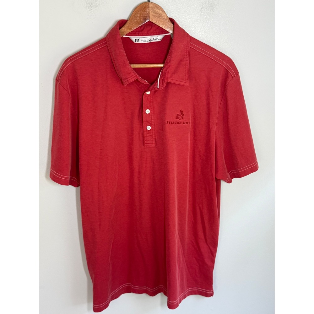 TravisMathew Pelican Hill Golf Club Polo Shirt Mens XL Red Short Sleeve Pique
